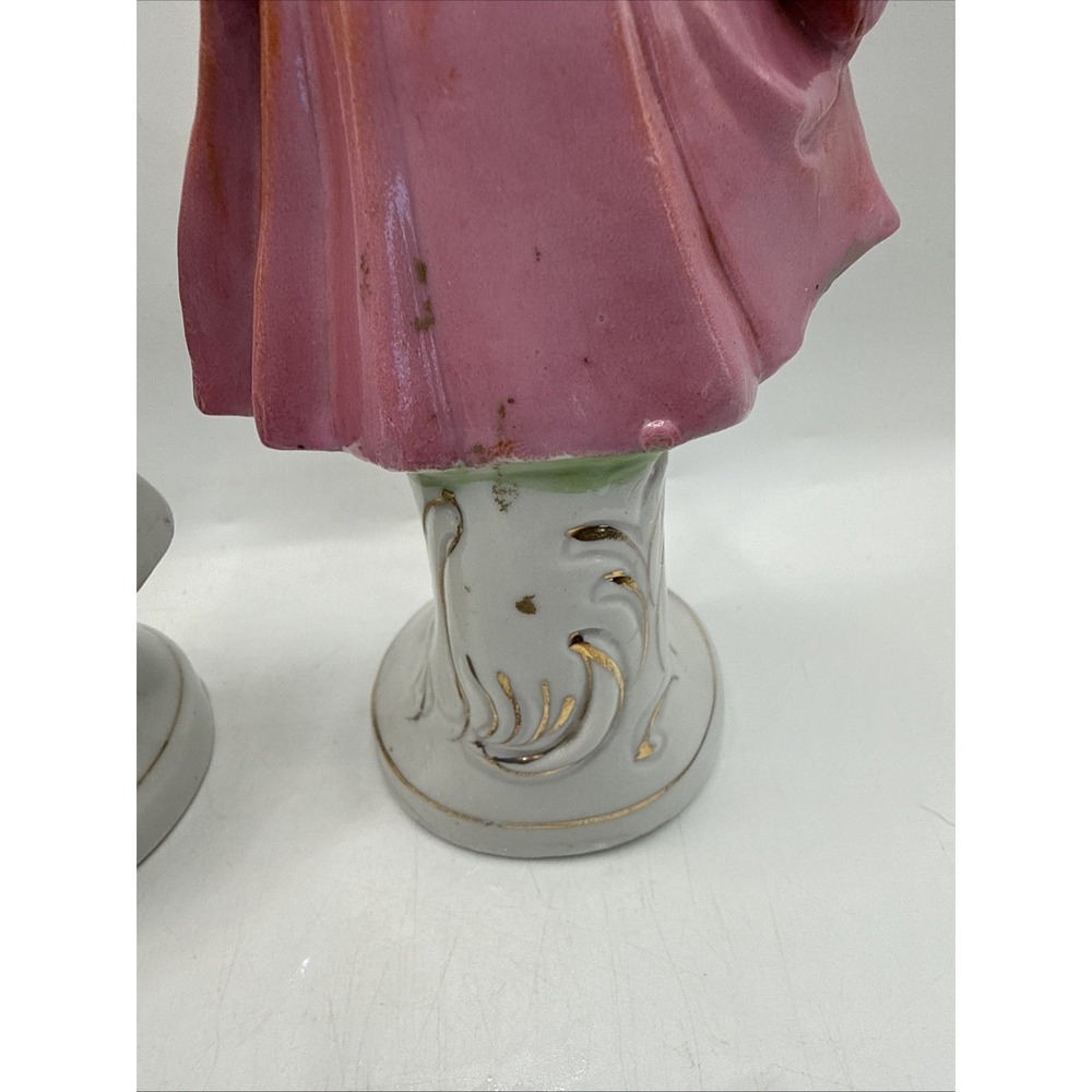 Pair Vintage Occupied Japan Porcelain Victorian Man Woman Figurines 1945-1952 6" - Picture 13 of 16